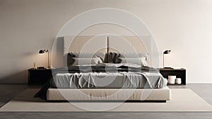 Minimalist Bed Frame Mockup On Asphalt Background - 7x5 Size photo