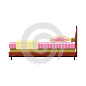 Bed icon in cartoon style