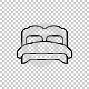 Bed icon in flat style. Bedroom sign vector illustration on white isolated background. Bedstead business concept