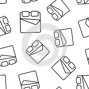 Bed icon in flat style. Bedroom sign vector illustration on white isolated background. Bedstead seamless pattern business concept