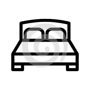 Bed icon vector. bedroom illustration symbol. hotel logo or sign.