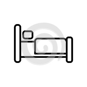 Bed icon vector isolated on white background, Bed sign , line and outline elements in linear style