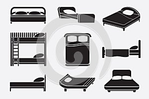 Bed icons set