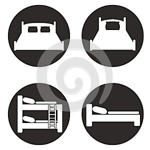 Bed icons set for hostels and hotels