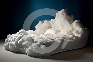 A bed made of clouds as a symbol of good sleep, sweet dreams, mental health and healthy states of mind. Fantasy and dream, rest,