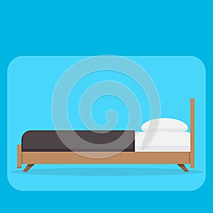 Bed pillow and blanket side view. Flat duvet simple vector illustration