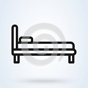Bed pillow simple vector. Line art style icon illustration