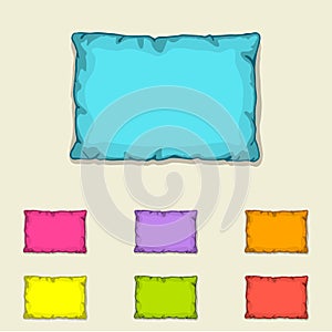 Bed pillow templates. Set of multicolored pillows. Sketch illustration