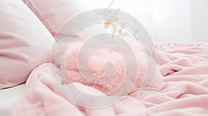 Pink Comforter and Pillows on Bed