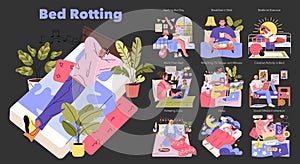 Bed Rotting. Flat Vector Illustration