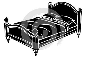 Bed silhouette vector illustration
