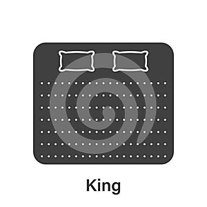 Bed Size Dimension. Mattress King Size Silhouette Icon. Bed Length Measurement for Bedchamber in Hotel or Home Pictogram