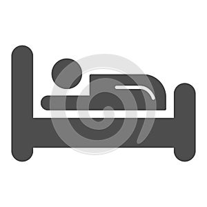 Bed solid icon. Place for sleep, furniture object symbol, glyph style pictogram on white background. Hotel business sign