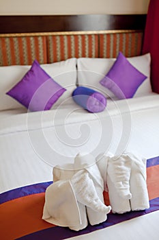 Bed suite decorated with elephant towels