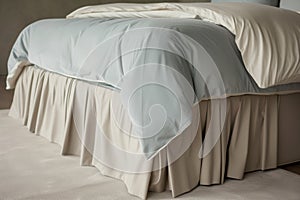 bed with a tailored cashmere bed skirt and highend sheets