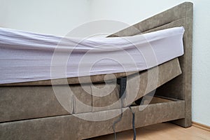 Bed with tilt adjustment mattress bed in the bedroom of the house, comfortable mattress and sleep