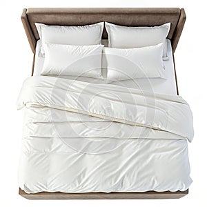 Bed top view isolated on white background