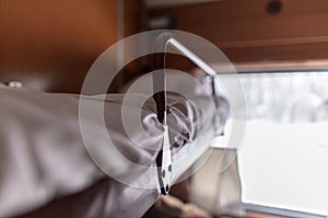 Bed in a train in a compartment