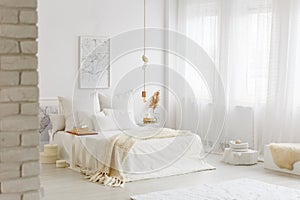 Bed with white bedding