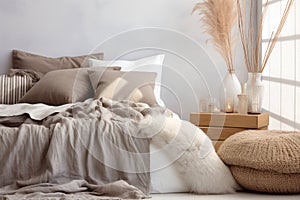 Bed white interior bedroom modern interior flat background apartment blanket home pillow furniture design room