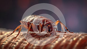 Bedbug Close up of Cimex hemipterus - bed bug on bed , generated by AI