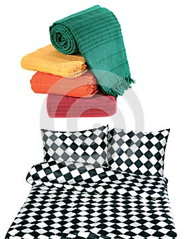 Bedclothes and bedspread isolated