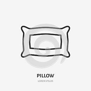 Bedding, bedroom decorations flat line icon. Vector illustration of pillows, cushion. Thin linear logo for interior