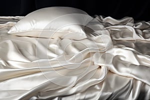 Bedding white silk satiny. Generate Ai