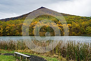 Beautiful Autumn View of Sharp Top Mountain and  Abbott Lake