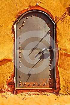 Bedouin Berber nomad tent door detail in the desert Morocco