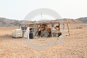 Bedouin shelter in desert in Marsa Alam