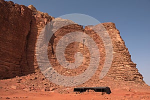 Bedouin tents, camp in the desert. Wadi Rum, Jordan