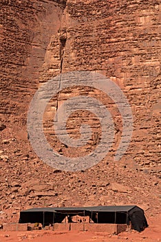 Bedouin tents, camp in the desert. Wadi Rum, Jordan