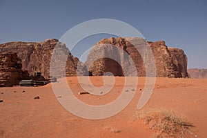 Bedouin tents, camp in the desert. Wadi Rum, Jordan