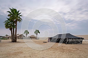 Bedouin tents at inland sea desert of Qatar