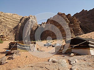 Bedouin tents in the Wadi Rum desert, Jordan