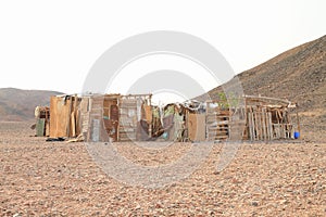 Bedouin village in desert in Marsa Alam