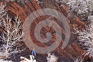 Crazy rock pattern with 50 year old man photo