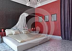 Bedroom with baldachin photo