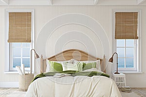 Bedroom in coastal style 3d render