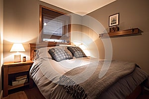 bedroom with crisp linens, fluffy pillows and warm duvet for a restful night's sleep