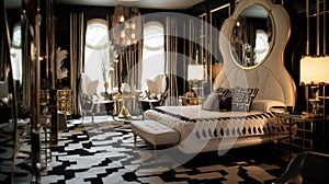 Bedroom decor, home interior design . Art Deco Glam style photo