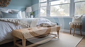 Bedroom decor, home interior design . Coastal Contemporary style