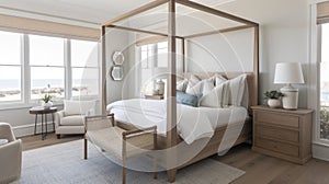 Bedroom decor, home interior design . Coastal Nautical style