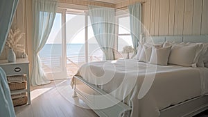 Bedroom decor, home interior design . Coastal Nautical style