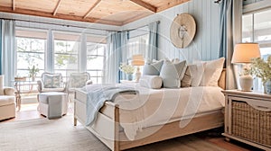 Bedroom decor, home interior design . Coastal Rustic style