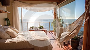 Bedroom decor, home interior design . Mediterranean Coastal style