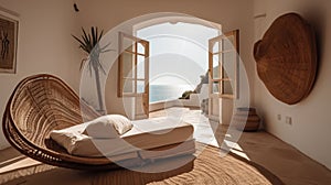 Bedroom decor, home interior design . Mediterranean Coastal style