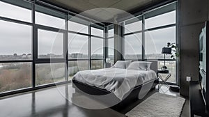 Bedroom decor, home interior design . Modern Industrial style