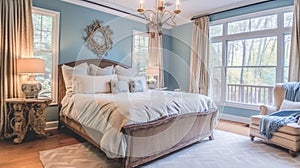 Bedroom decor, home interior design . Traditional Coastal style